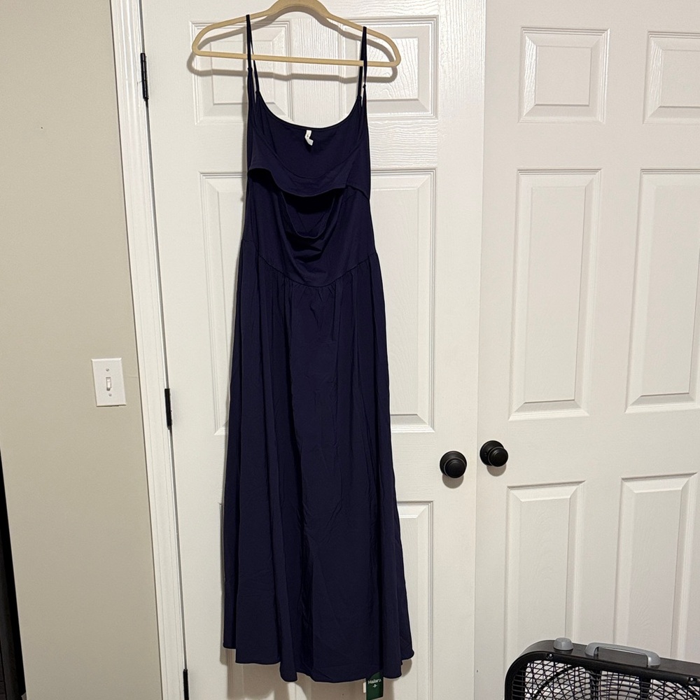 HALARA Navy Blue Spaghetti Strap Maxi Dress